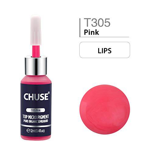 CHUSE T305, 12ml, Pink, Passed SGS,DermaTest Top Micro Pigment Cosmetic Color Permanent Makeup Tattoo Ink
