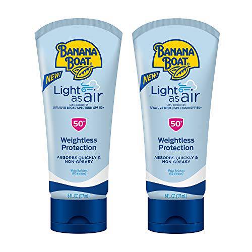 Banana Boat Light As Air Sunscreen, Broad Spectrum Lotion, SPF 50, 6oz. - 2 Count (Pack of 1)