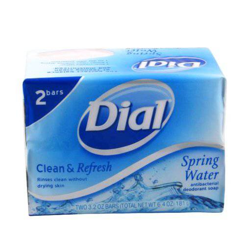 Dial Spring Water Deodorant Soap, Six (3.2 oz) Bars