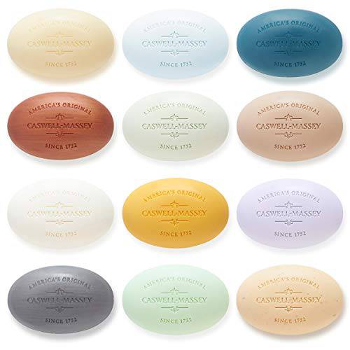 Caswell-Massey Triple Milled Heritage Collection Twelve-Soap Set, Scented & Moisturizing Bath Soap For Men & Women, Made In The USA, 5.8 Oz (12 Bars)