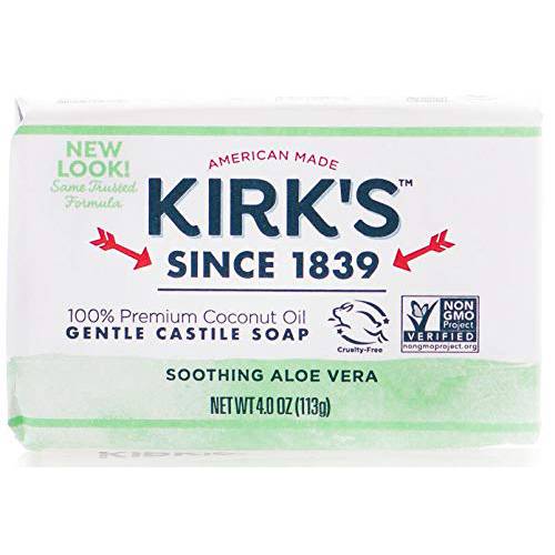 Kirk’s Original Coco Castile Bar Soap Soothing Aloe Vera 4 Ounces (1 Pack)
