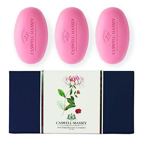 Caswell-Massey Triple Milled NYBG Honeysuckle Three-Soap Set, Scented & Moisturizing Bath Soap For Women, Made In The USA, 5.8 Oz (3 Bars)