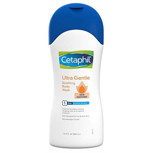 Cetaphil Ultra Gentle Refreshing Body Wash, For Dry to Normal, Sensitive Skin, 16.9oz, with Aloe Vera, Calendula, Vitamin B5, Hypoallergenic, Fragrance Free, Dermatologist Tested