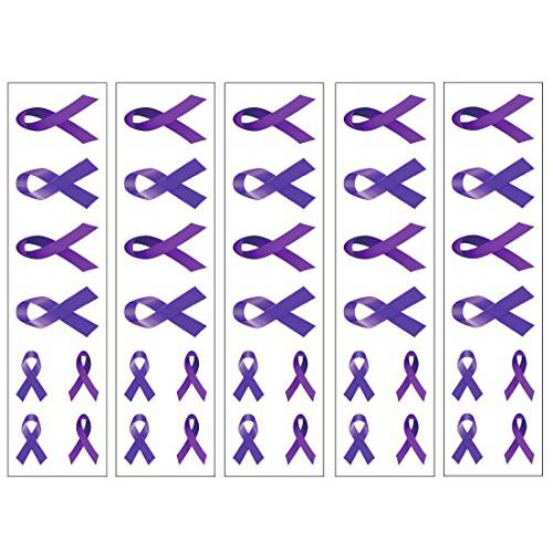 40 Purple Ribbon Temporary Tattoos: Pancreatic Cancer Awareness Tattoo
