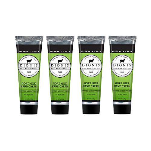 Dionis - Goat Milk Skincare Verbena & Cream Scented Hand Cream (1 oz) - Set of 4 - Made in the USA - Cruelty-free and Paraben-free