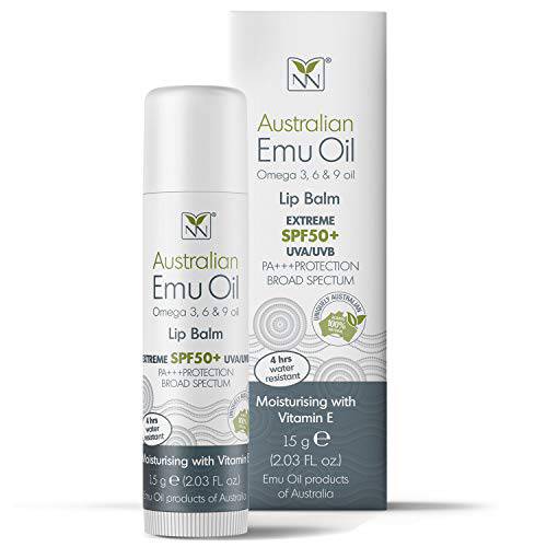 Y-Not Natural- Emu Oil Lip Balm with EXTREME SPF50+ Sun Protection (15g Stick) | 4 Hr. Water Resistant | Fortified w/Moisturizing Vitamin E, Amino Acids & Healthy Omega 3, 6 & 9 Fatty Acids