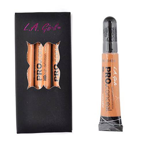 L.A. Girl 3 pcs Pro Coneal HD. High Definiton Concealer OZ GC984, Toffee, 0.25 Ounce