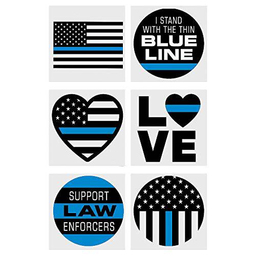 Thin Blue Line Tattoos for Fourth of July - Apparel Accessories - Temporary Tattoos - Regular Tattoos - Fourth of July - 72 Pieces