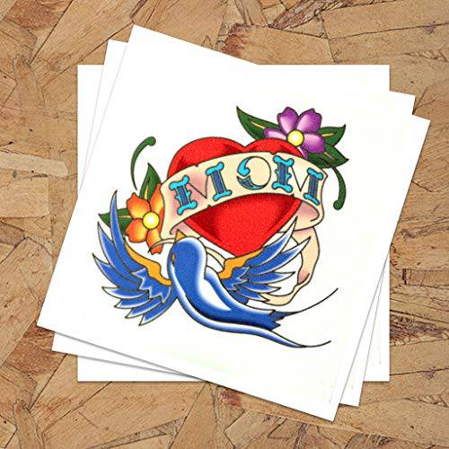 Classic Mom Heart Temporary Tattoos (3 pack) | Skin Safe | MADE IN THE USA| Removable