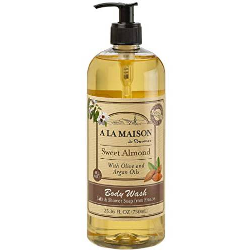 A LA MAISON Sweet Almond Hydrating Body Wash - Triple French Milled Natural Shower Gel Body Wash for Women and Men (25.36 oz Bottle)