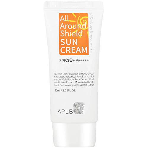 APLB All Around Shield Sunscreen, SPF 50+/PA++++ 2.03 fl. Oz (60ml) | Korean Skin Care, Sun Cream, Deep protection from sun damage (UVA & UVB rays), Hydrating and Caring for tightened pores |