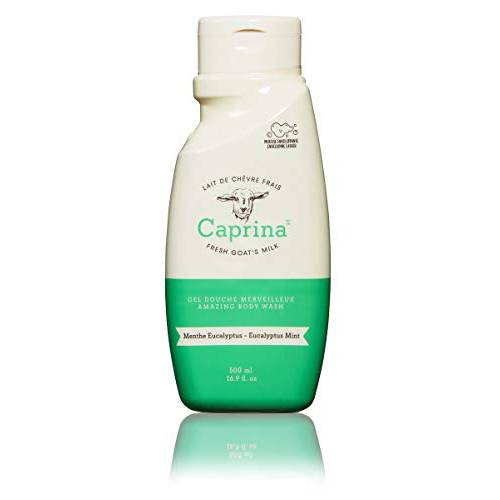 Caprina by Canus Amazing Body Wash, Eucalyptus Mint, 16.9 oz, With Fresh Canadian Goat Milk, Gentle Soap, Moisturizing, Vitamin A, B2, B3, & More, 16.9 Fl oz