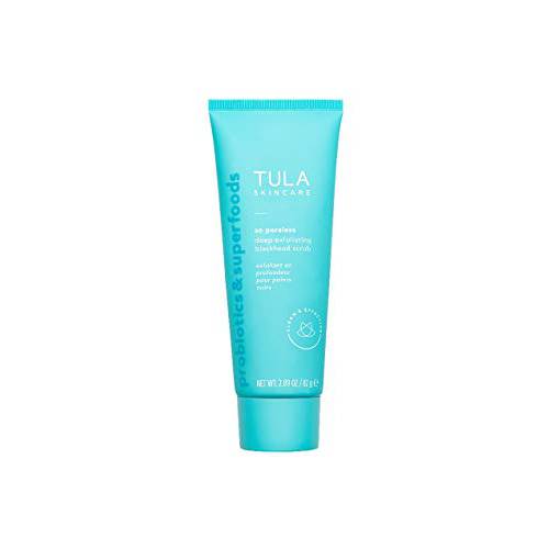 TULA Skin Care So Poreless Exfoliating Blackhead Scrub | Powerful and Gentle Exfoliation, Refreshing and Smoothing, Contains Probiotic Extracts, Volcanic Sand, Pink Salt, and Witch Hazel | 82 g