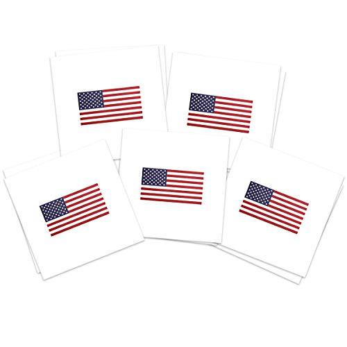 American Flag Heart Temporary Tattoos | Pack of 25 | Skin Safe | MADE IN THE USA | Removable