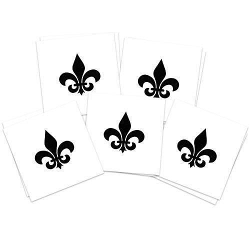 Black Fleur De Lis Temporary Tattoos | Pack of 25 | MADE IN THE USA | Skin Safe | Removable