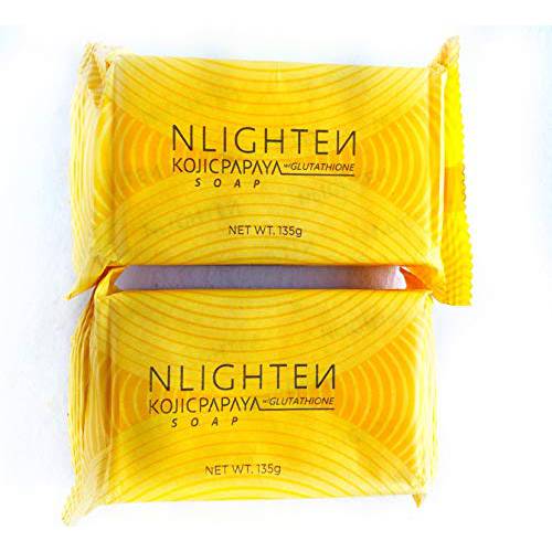 NWorld Nlighten Papaya Glutathione Soap, 135 grams - Pack of 2