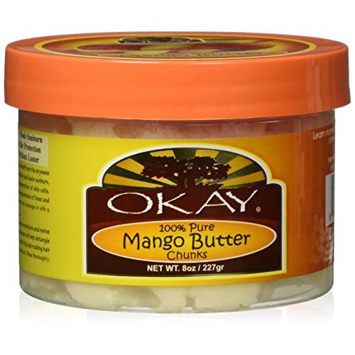 OKAY | Mango Butter Chunks | For Hair and Skin | Revive and Hydrate Dry Hair | Moisturize & Soothe Skin | 100% Pure | 8 oz