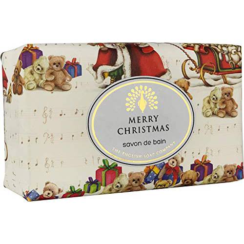The English Soap Company, Vintage Wrapped Shea Butter Soap, Father Christmas - Christmas Greenery, 200g