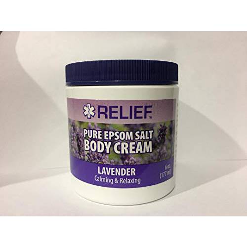 Relief Pure Epsom Salt Body Cream Lavender Calm & Relaxing Pack of 1 (Package may vary)