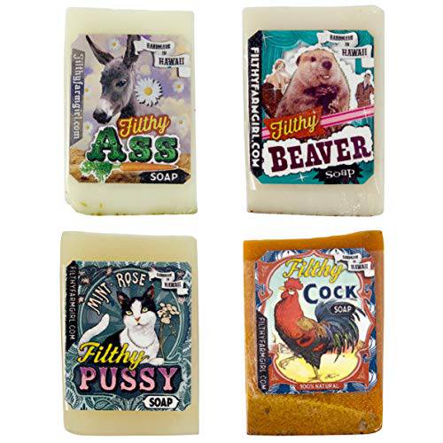 Filthy Farmgirl Novelty Handmade Mini Gift Soap Bars 4 Bars Per Order (Ass)