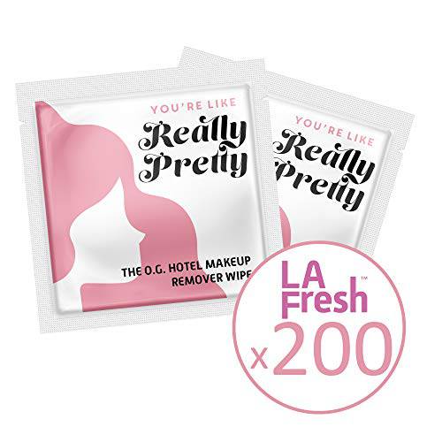 LA Fresh Makeup Remover Facial Cleansing Wipes Pack of 200ct Individually Wrapped 6x8” Wipes Made With Vitamin E To Leave Skin Soft And Smooth Convenient Size For Purse, Gym Bag, Nightstand, Car, Or Anywhere On The Go
