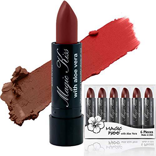 Magic Kiss 6 Pack Color Changing Matte Lipstick set, Lip Balm with Aloe Vera PH Lipstick Cosmetics Makeup MADE IN USA