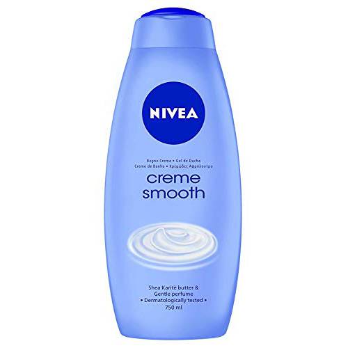 Nivea Bath Cream Body Wash, Creme Smooth Shea Butter Scent - 25.36 Ounce (750ml) x Pack of 3
