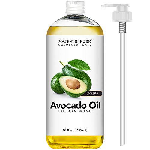 MAJESTIC PURE Avocado Oil for Hair and Skin - 100% Pure and Natural, Cold-Pressed, for Skin Care, Massage, Hair Care, and Carrier Oil to Dilute Essential Oils, 16 fl oz