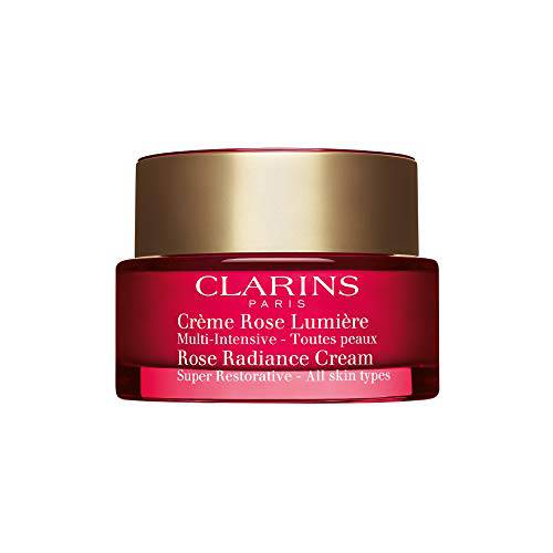 Clarins Super Restorative Rose Radiance Cream | 3-In-1 Anti-Aging Moisturizer For Mature Skin | Smoothes Skin, Boosts Luminosity and Promotes Even Skin Tone After 28 Days* | Youthful Glow | 1.7 Ounces