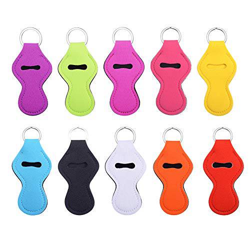 HooAMI Chapstick Holder Keychain Lipstick Lip Balm Key Chain Holder Different Vibrant Prints 10 Pieces