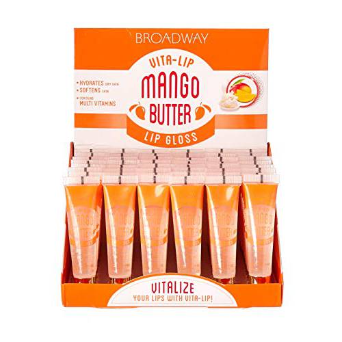Broadway Vita-Lip Clear Lip Gloss Box Display Set (Mango Butter)