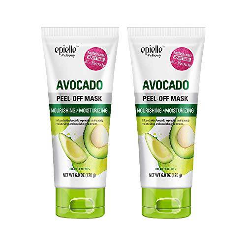 Epielle Avocado Peel Off Face Mask | Nourishing and Moisturizing with Avocado and Green Tea | Deep Pore Cleansing and Blackhead Remover Mask | 6.0 fl oz | 2 Bulk Pack | Gift for her