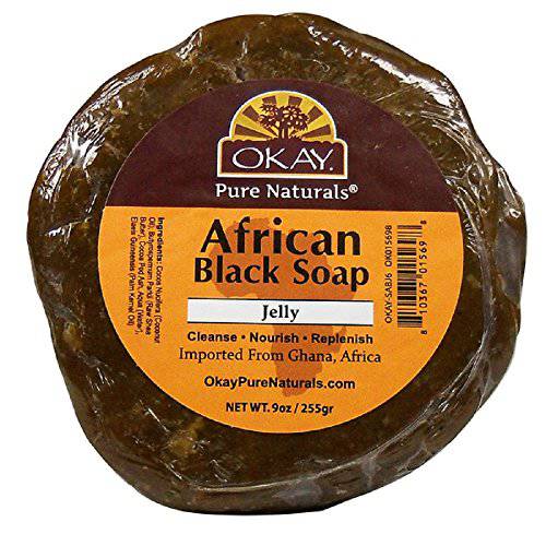 Okay African Black Soap from Ghana with Shea Butter, 6 Ounce