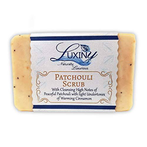 Natural Soap Bar, Luxiny Patchouli Scrub Handmade Body Soap and Bath Soap Bar is a Palm Oil Free Moisturizing Vegan Castile Soap with Essential Oil for All Skin Types Including Sensitive Skin (Single)