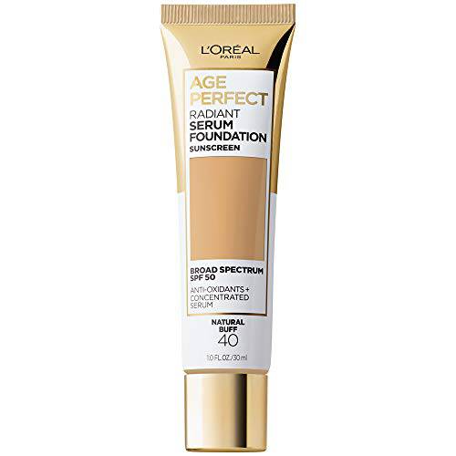 L’Oreal Paris Age Perfect Radiant Serum Foundation with SPF 50, Natural Buff, 1 Ounce