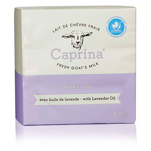 Caprina Fresh Goat’s Milk Soap Bar, Lavender Oil, 3.2 oz (8 - 3 Packs), Cleanses Without Drying, Biodegradable Soap, Moisturizing, Vitamin A, B2, B3, and More