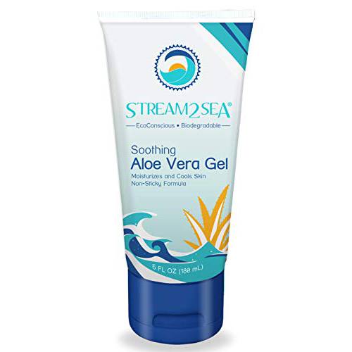 Soothing Aloe Vera Gel | Reef Safe All Natural Underwater Sting and Sunburn Relief | After Sun Care for Face and Body Easy to Absorb Hydration Moisturizing Formula | 6 oz by Stream2Sea
