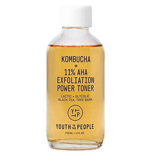 Youth To The People Kombucha + 10% AHA Power Exfoliant - Overnight Liquid Face Peel + Dark Spot Corrector for Uneven Skin Tone - 7% Lactic Acid + 3% Glycolic Acid Face Peel Exfoliator (4oz)