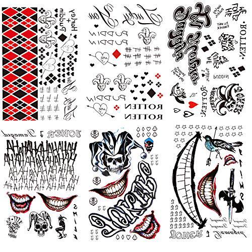 6 Sheets PADOUN Halloween Temporary Tattoo Stickers, Fake Tattoo Stickers for Men Women Full Body Bundle for Costume Cosplay Party Accessory