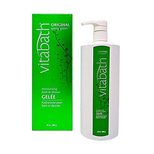 Vitabath Original Spring Green Moisturizing Bath & Shower Gel Wash Intoxicating Botanical Skin Rejuvenation, Hydrating Dry Skincare, Body Cleanser & Foaming Gelee - 32 oz