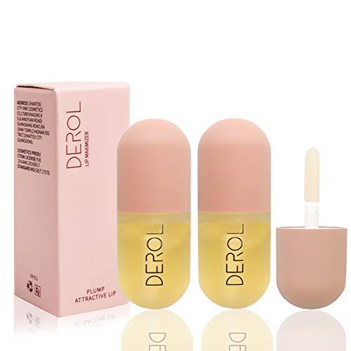 2Pcs Natural Lip Plumper, Lip Enhancer,Botanical Lip Gloss,Plant Extracts Plumping Lip Care Oil, Moisturizing Clear Lip Gloss for Fuller Lips & Hydrated Beauty Lips 5.5ML