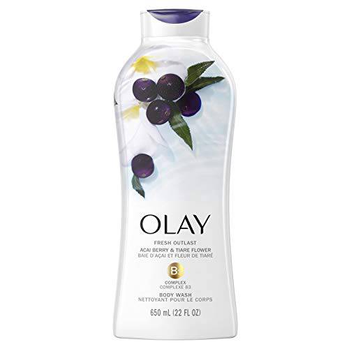 Olay Fresh Outlast Revitalizing Acai & Tiare Flower Body Wash, 22 Fluid Oz (Pack Of 4)