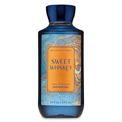 Bath and Body Works Sweet Whiskey Shower Gel Wash 10 Ounce Full Size Blue Gold Swirl Label