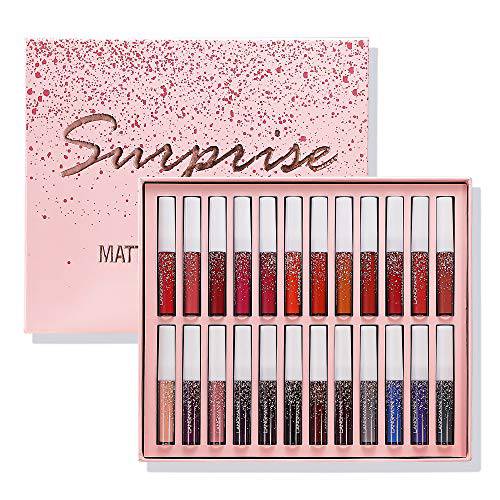 Petansy 24 Colors Liquid Matte Lipstick Set Waterproof Long Lasting Lip Gloss Set Beauty Cosmetics Makeup Kit with Gift Box