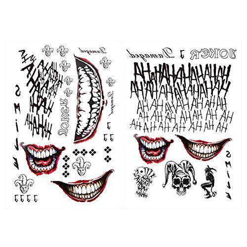 Men Tattoos, 2-Sheet Fake Tattoo Stickers for Adult Men Halloween Cosplay Costumes and Party Accessories
