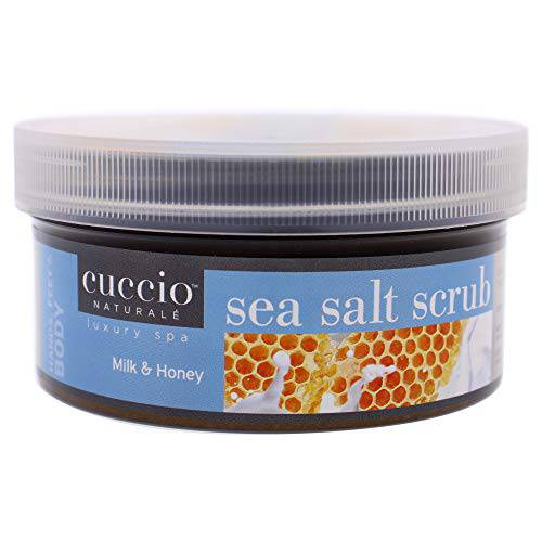 Cuccio Naturale Sea Salt Scrub - Gently Exfoliates To Remove Dead Skin Cells - Leaves Skin Supple, Radiant And Youthful Looking - Paraben And Cruelty Free - Milk And Honey - 19.5 Oz