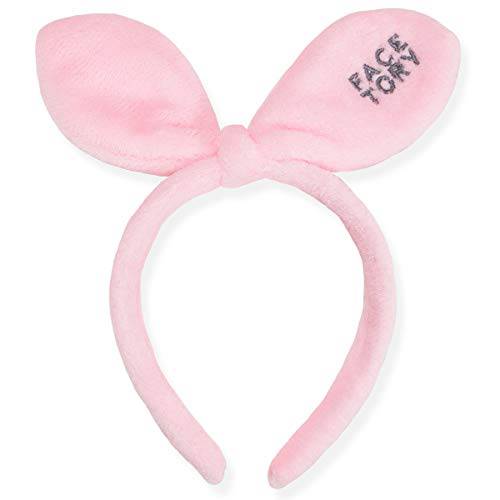 FaceTory Bunny Bow Hairband Hair Accessory in Blushing Pink for Skin Care and Makeup Application, Facial Washing, Self-Care, Spa - Travel-Friendly, One Size Fits Most