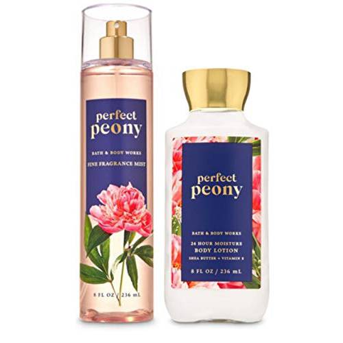Bath and Body Works PERFECT PEONY Duo Gift Set - Body lotion and Fine Fragrance Mist - Full Size