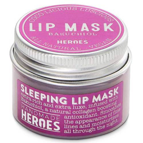 100% Natural Vegan Sleeping Lip Mask by Handmade Heroes | Bakuchiol Natural Lip Plumper, Overnight Lip Moisturizer and Conditioner for Dry Lips | Intensive Lip Balm and Lip Therapy Skin Care (Bakuchiol - Collagen Boosting)