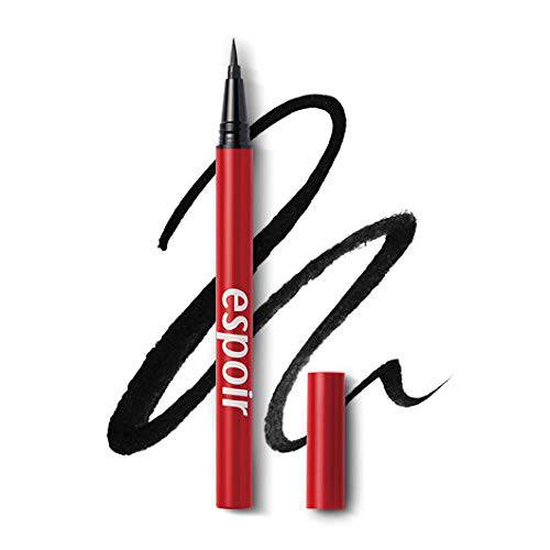 ESPOIR Nomudging Brush Liner 1 Intense Black | Thick Adhesive Non-Clogging Highly Resilient Eyeliner for a Perfect Line